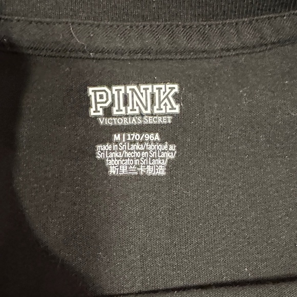 PINK Victoria's Secret Black Short Sleeve Tee with White Floral Design - Picture 12 of 12